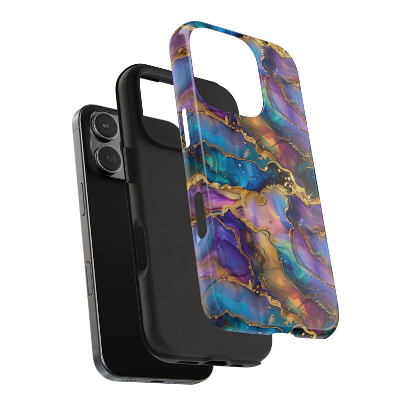 Cosmic Dream Phone Case, Purple and Gold Marble Pattern Cover