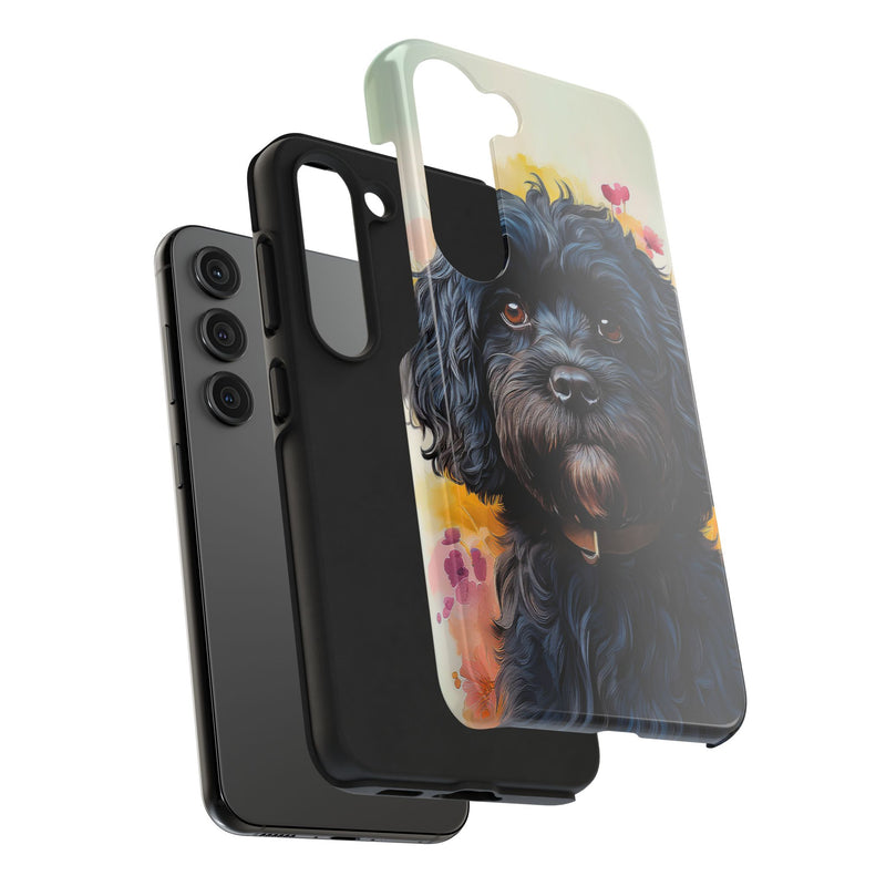 Black Cavapoo Dog iPhone and Samsung Phone Case