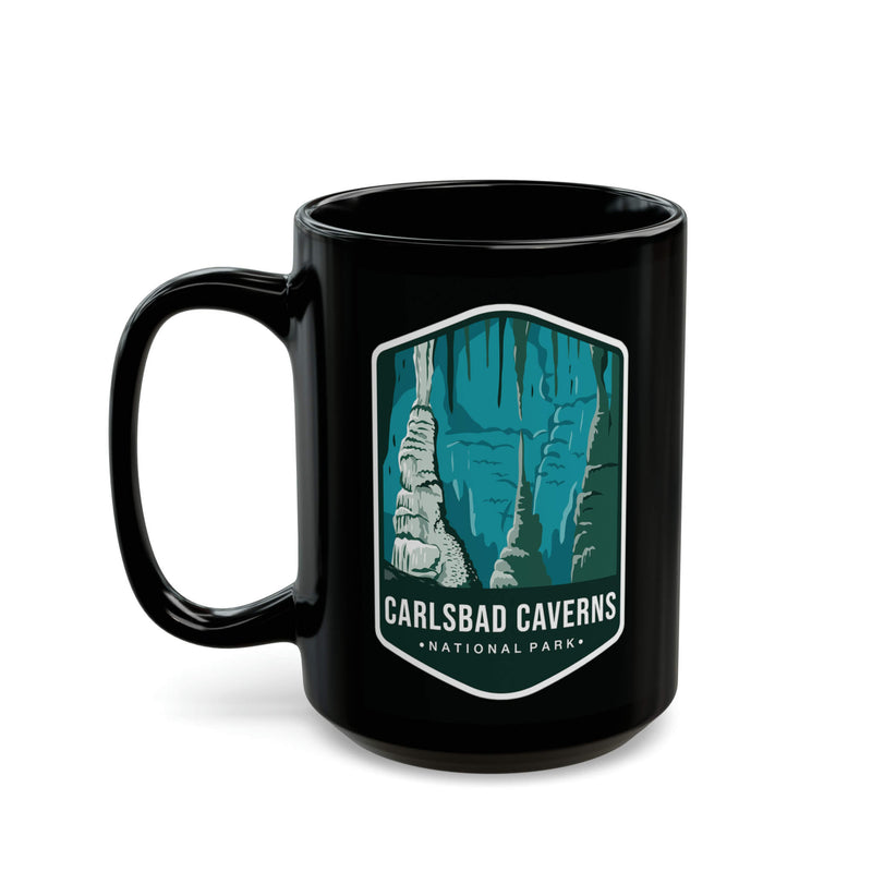 Ceramic mug featuring a scenic design with cave formations, representing Carlsbad Caverns National Park.