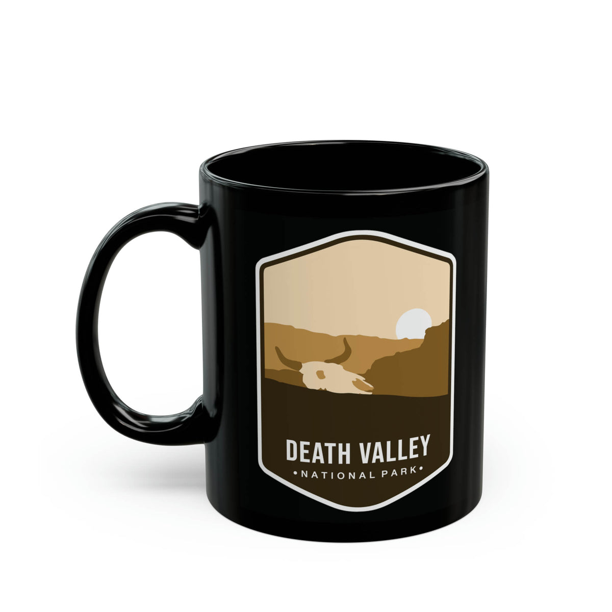 Ceramic mug featuring a desert design with Death Valley National Park logo.