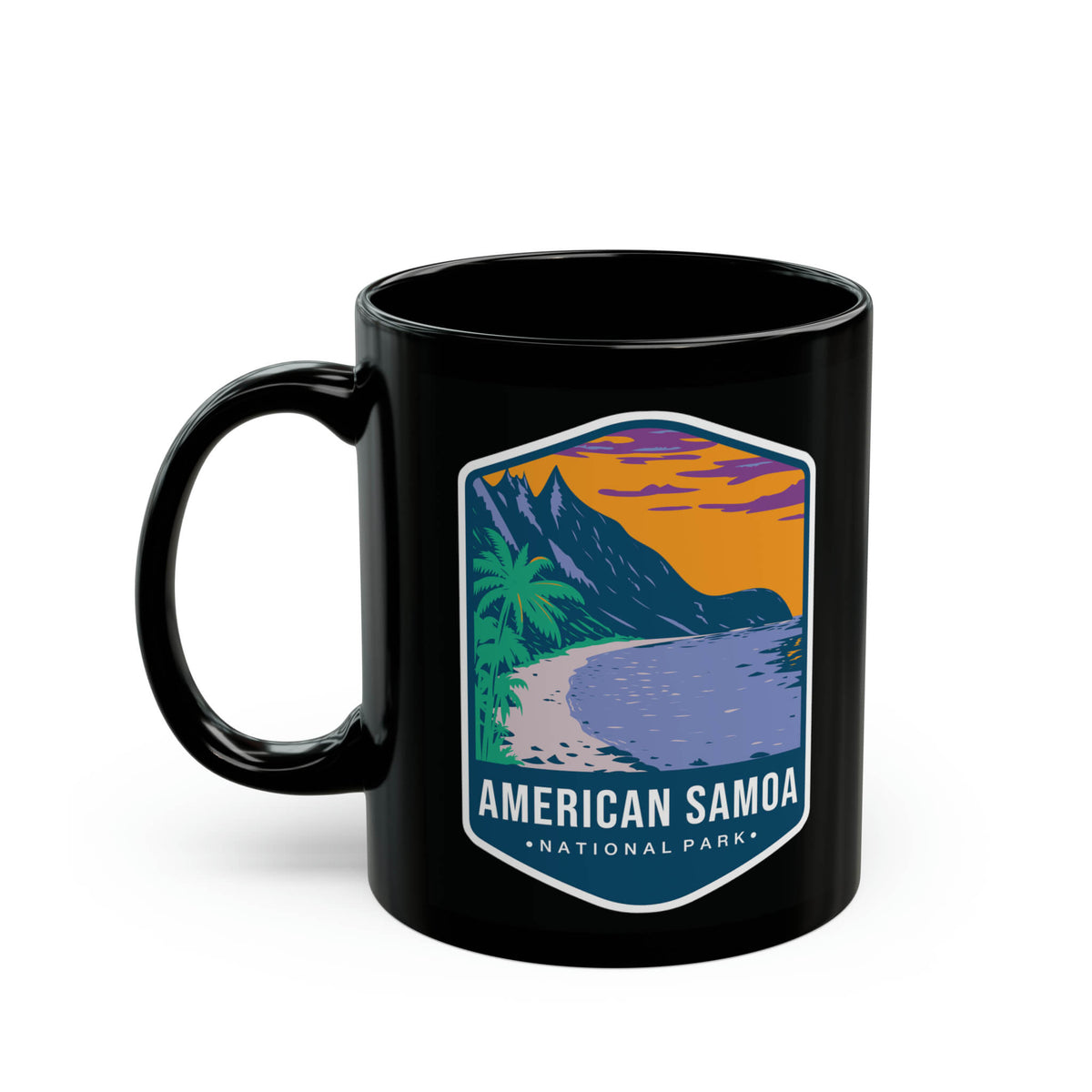 Ceramic coffee mug featuring a scenic design with American Samoa National Park.