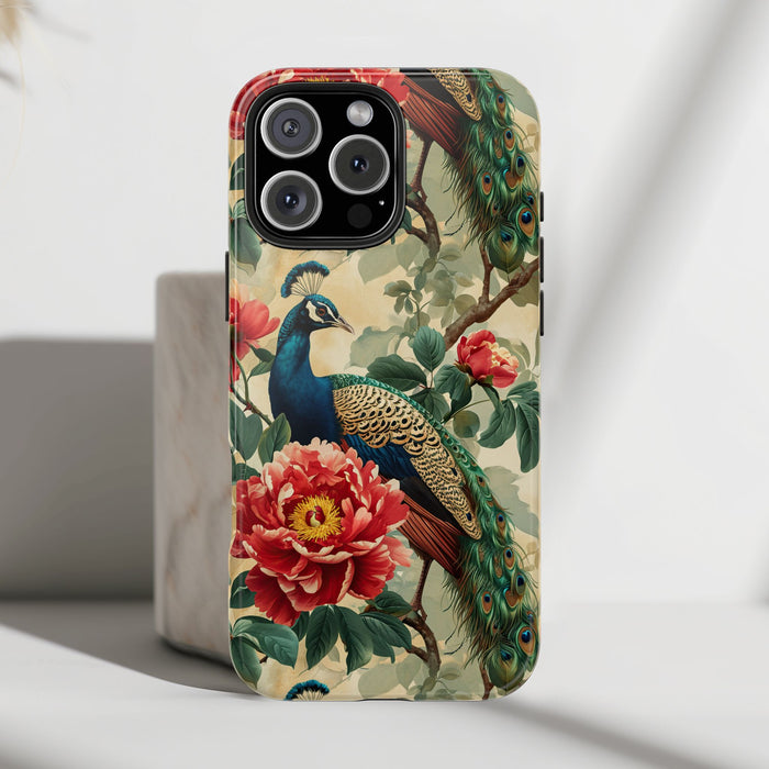 Luxe Peacock and Peony Floral Phone Case