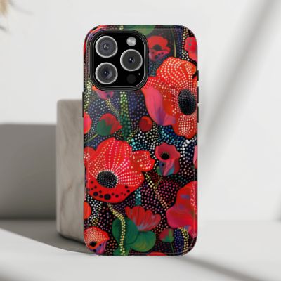 Pointillist Red Poppy Phone Case