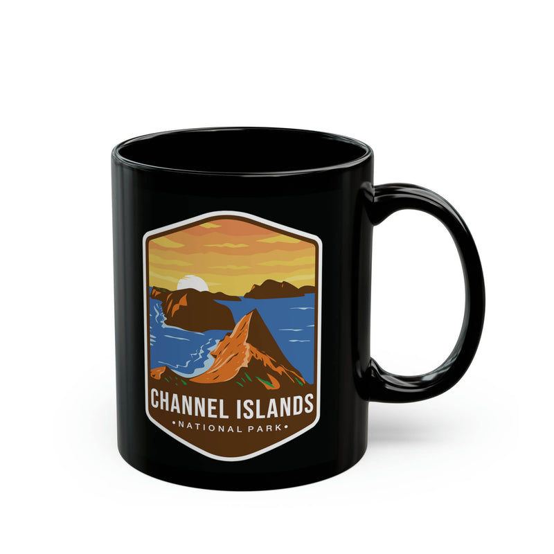 Ceramic mug featuring a scenic sunset design with Channel Islands National Park logo.