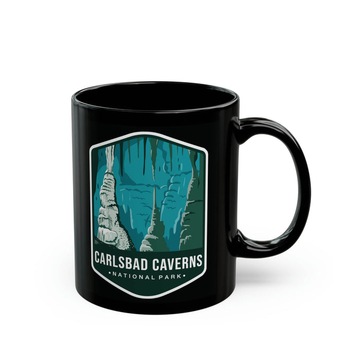 Ceramic mug featuring a scenic design with cave formations, representing Carlsbad Caverns National Park.