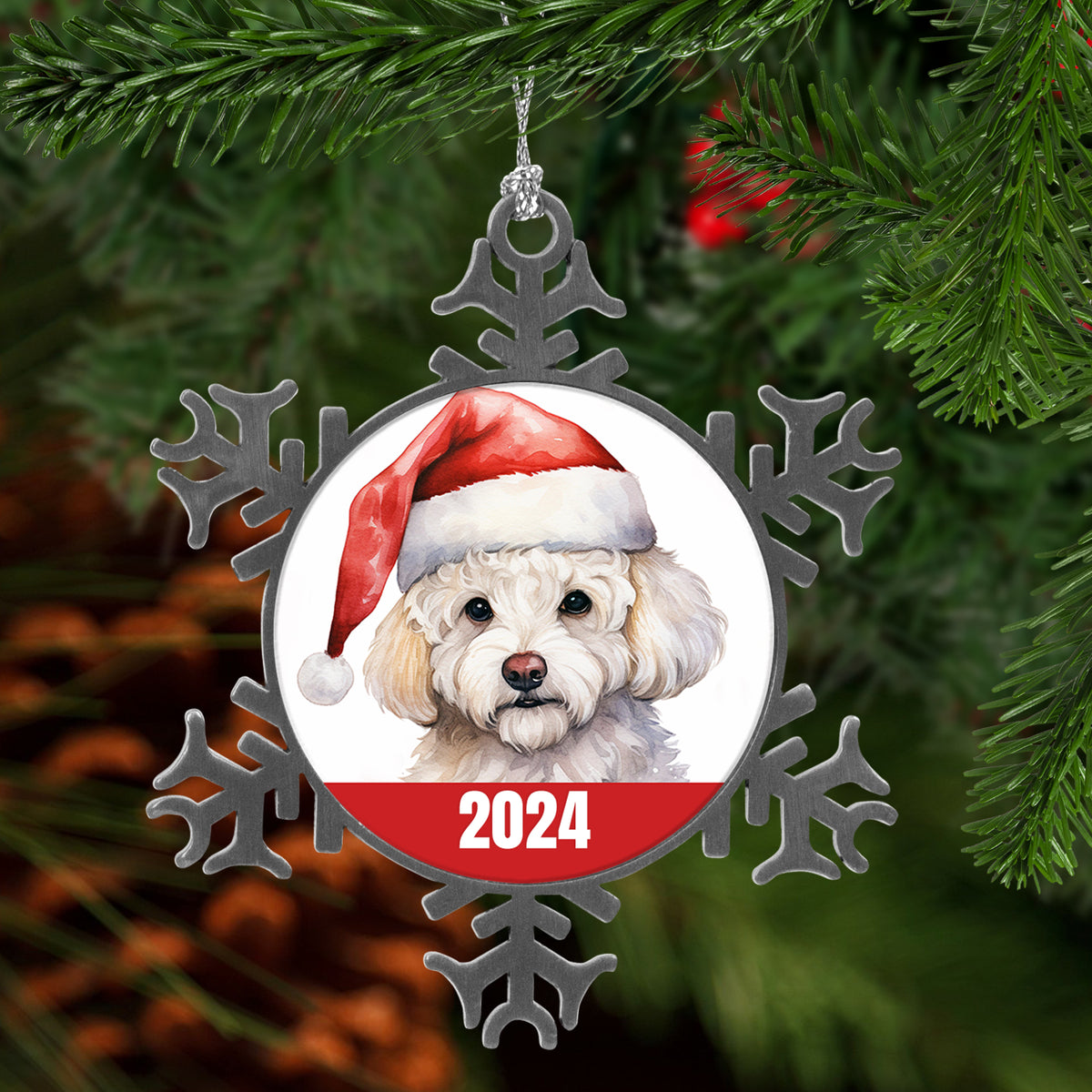 Bichon Frise 2024 Christmas Ornament with Gift Box