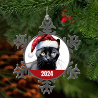 Black Cat Christmas Ornament 2024 Snowflake Cat with Free Shipping