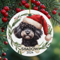 Personalized Black Cavapoo Dog Christmas Ornament