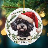 Personalized Black Cavapoo Dog Christmas Ornament