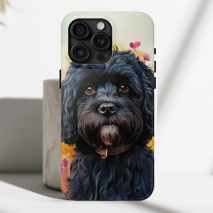 Black Cavapoo Dog iPhone and Samsung Phone Case