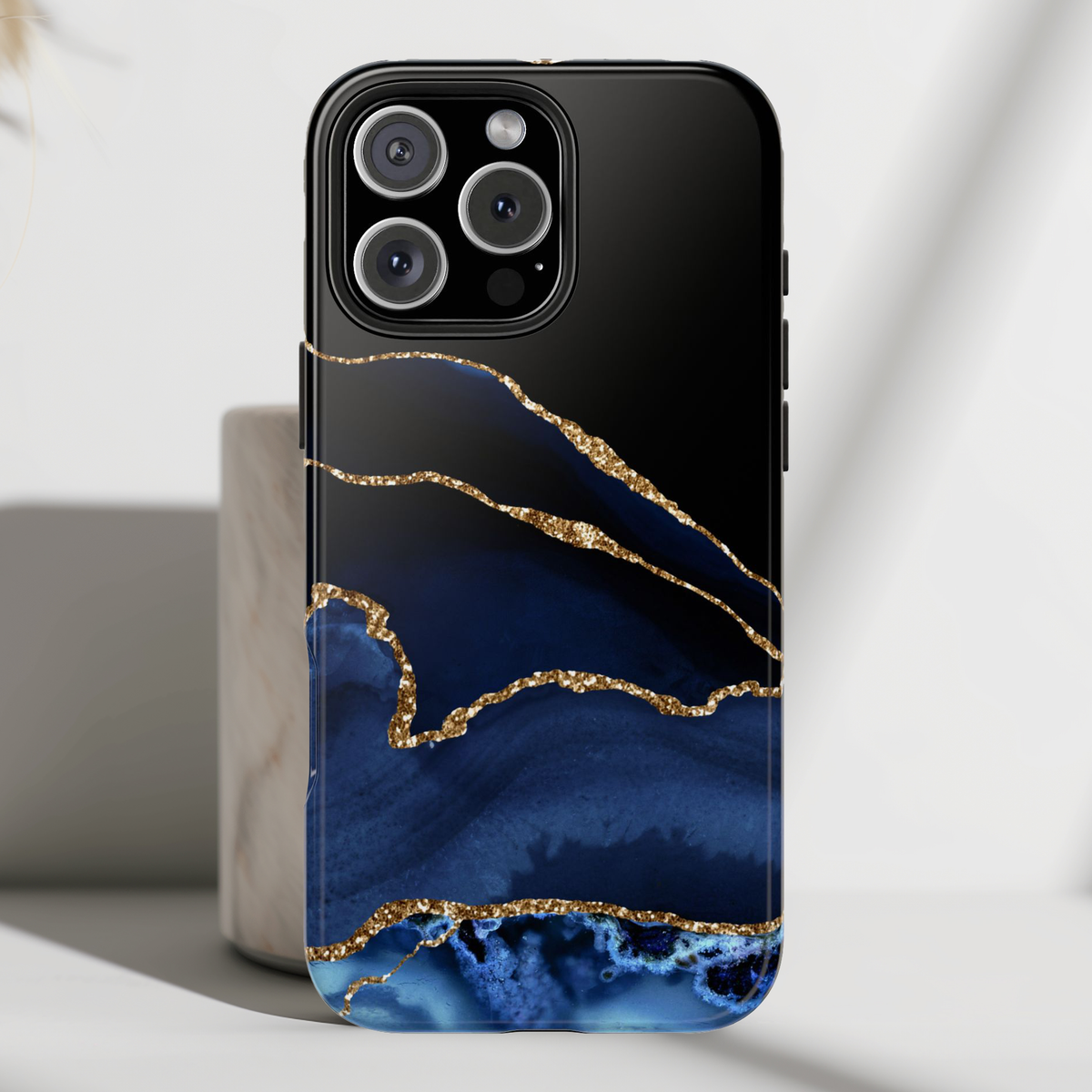 Blue Black Agate Stone Pattern Phone Case