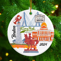 Boston City Ceramic Ornament,  2024 Boston Keepsake Souvenir With Free Shipping