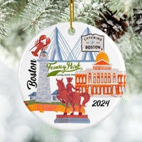 Boston City Ceramic Ornament,  2024 Boston Keepsake Souvenir With Free Shipping