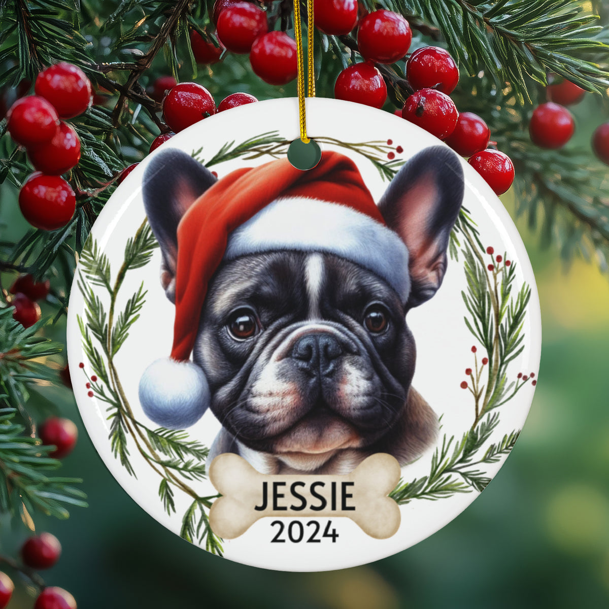 Personalized Boston Terrier Dog Christmas Ornament