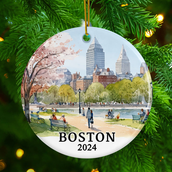 Boston Common Park Ceramic Ornament