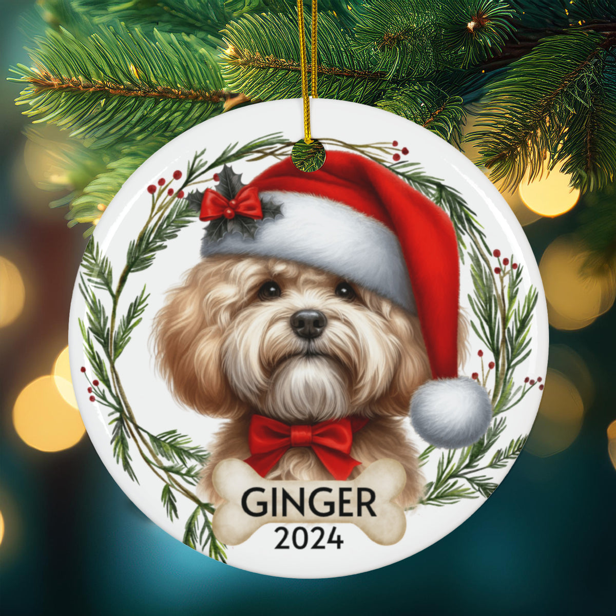 Personalized Cavoodle Dog Christmas Ornament