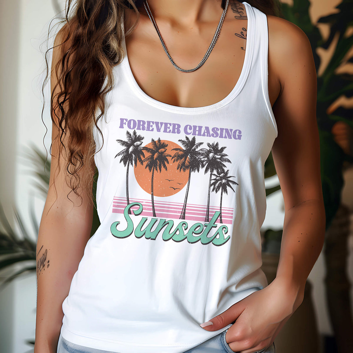 Forever Chasing Sunsets Racerback Tank