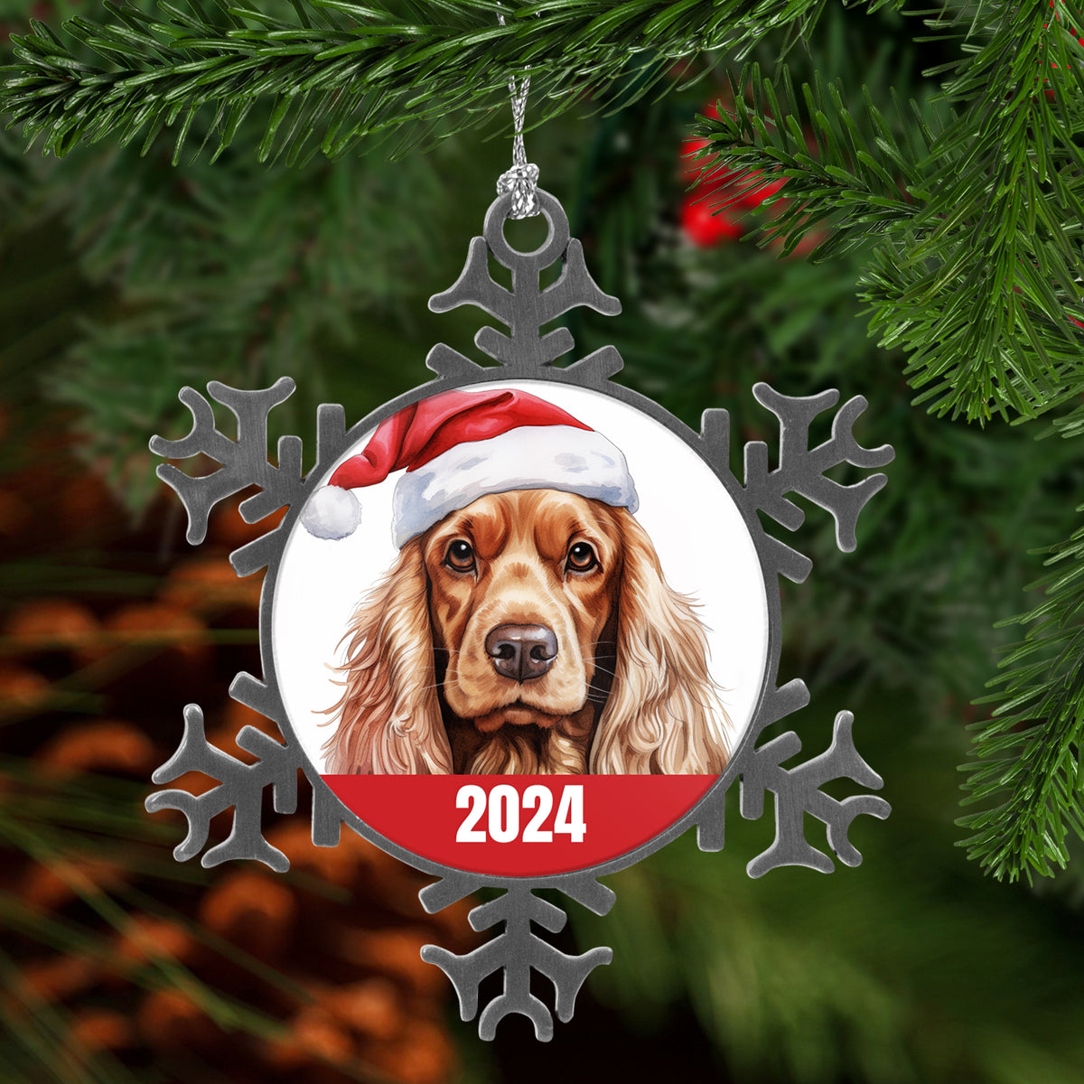 2024 Cocker Spaniel Metal Snowflake Christmas Ornament