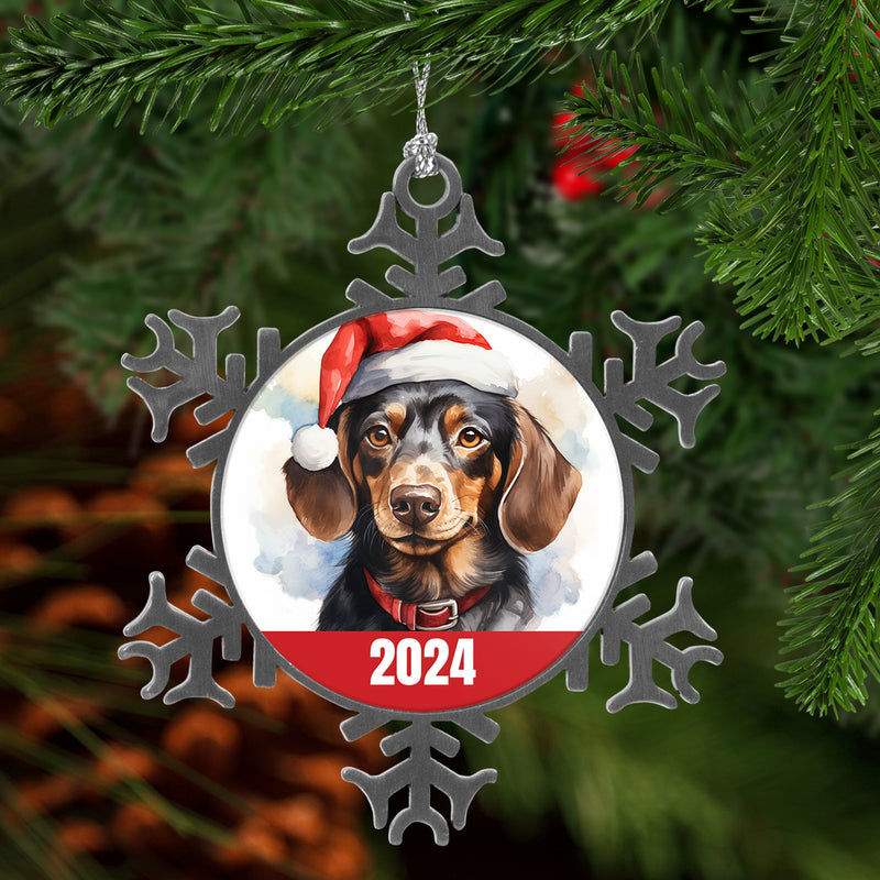 2024 Dachshund Christmas Pewter Snowflake Ornament