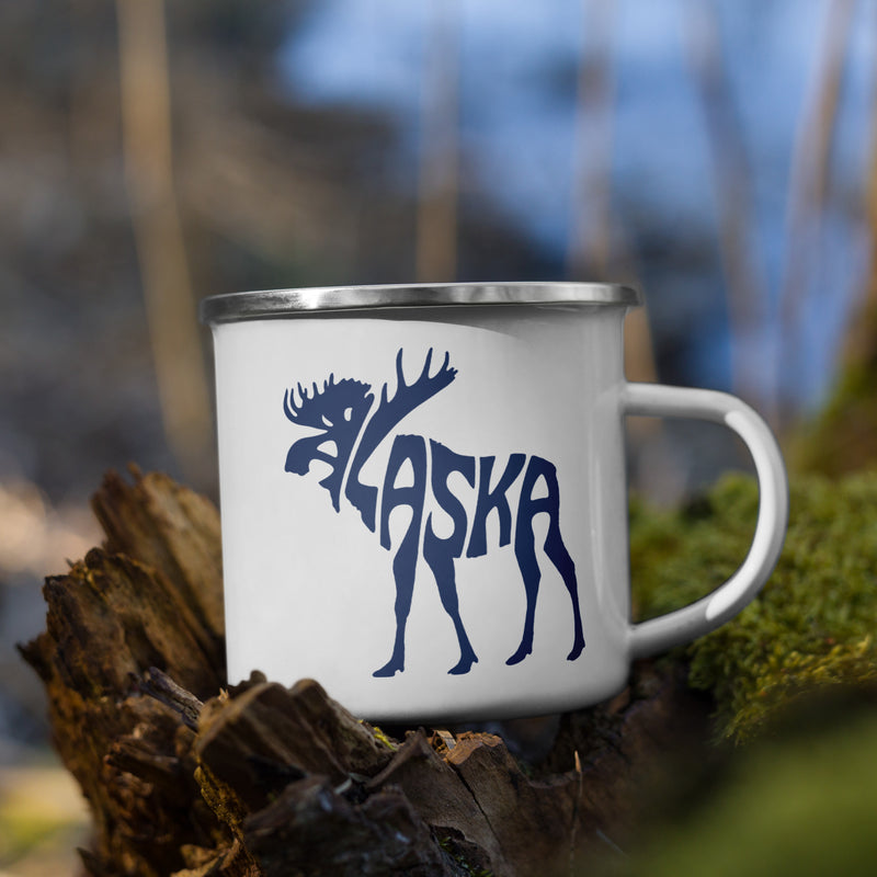 Alaska Moose Enamel Camp Mug