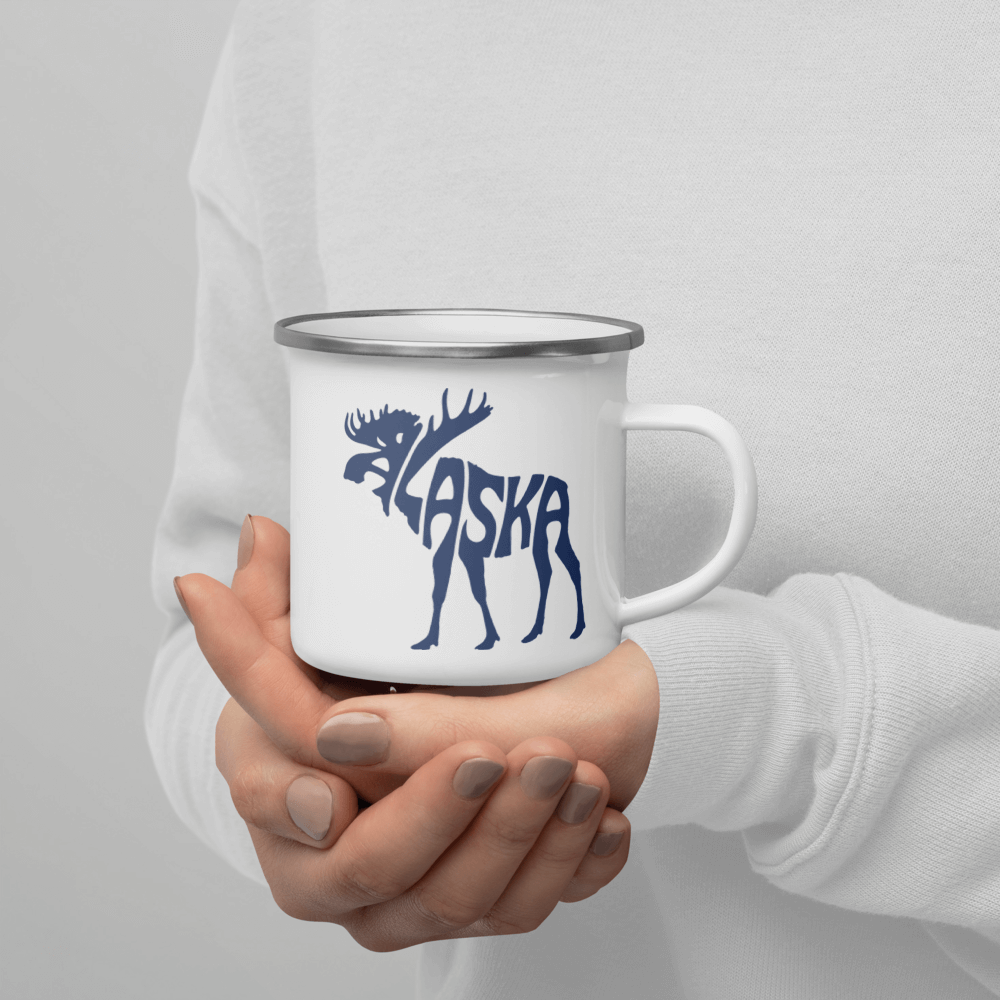 Alaska Moose Enamel Camp Mug