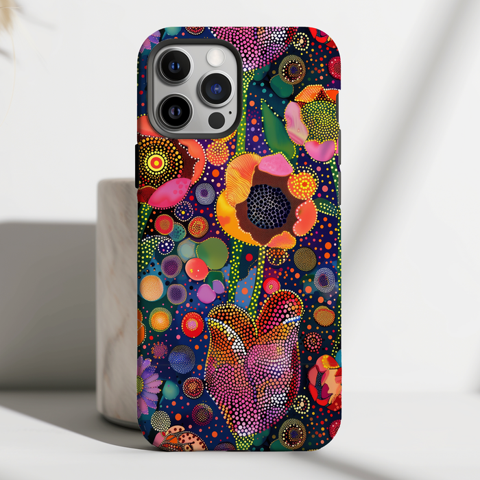 Pointillist Sunburst Bloom Floral Phone Case