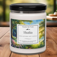 Thalia candle with beautiful artwork featuring a fresh and clean laundry scene