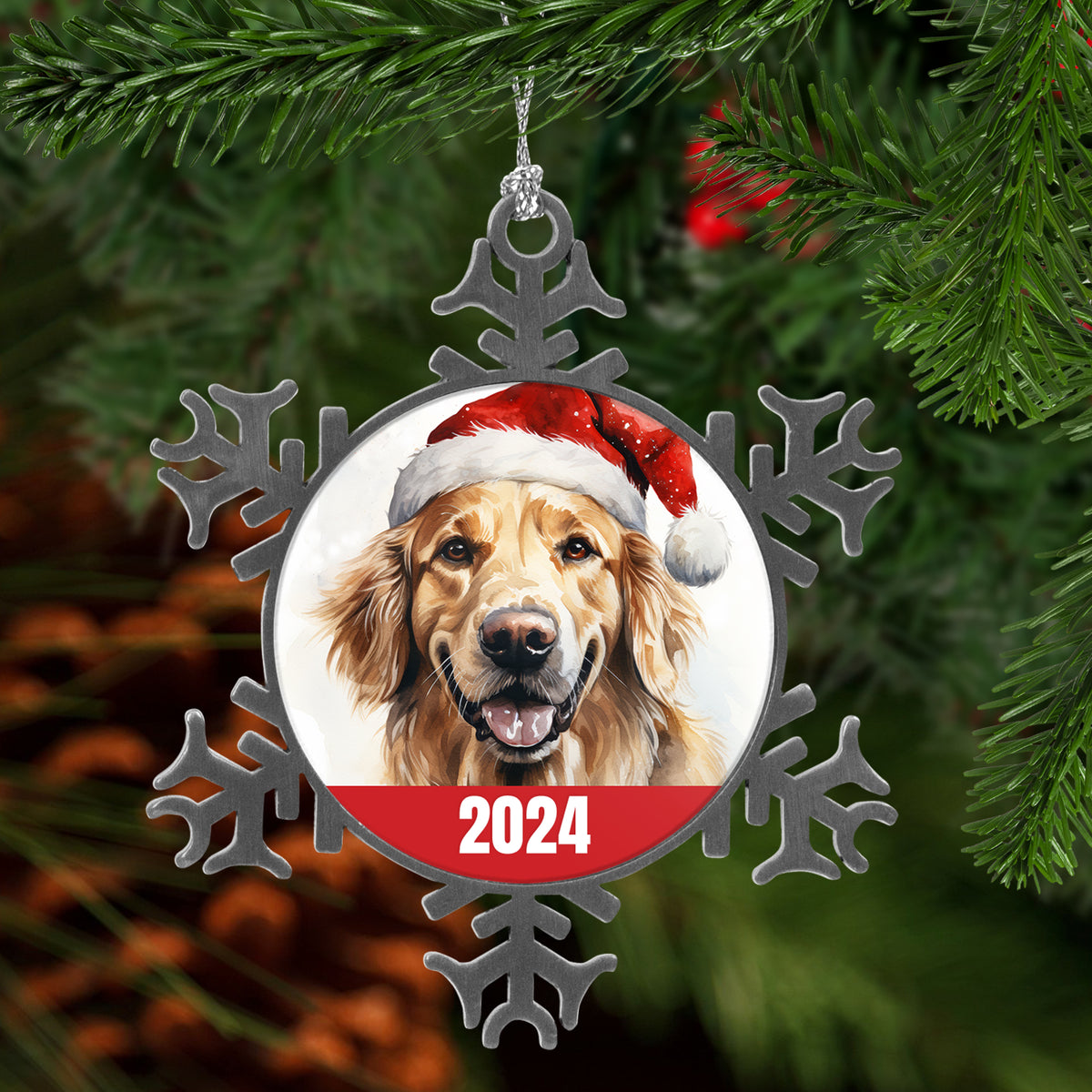 2024 Golden Retriever Christmas Ornament with Gift Box