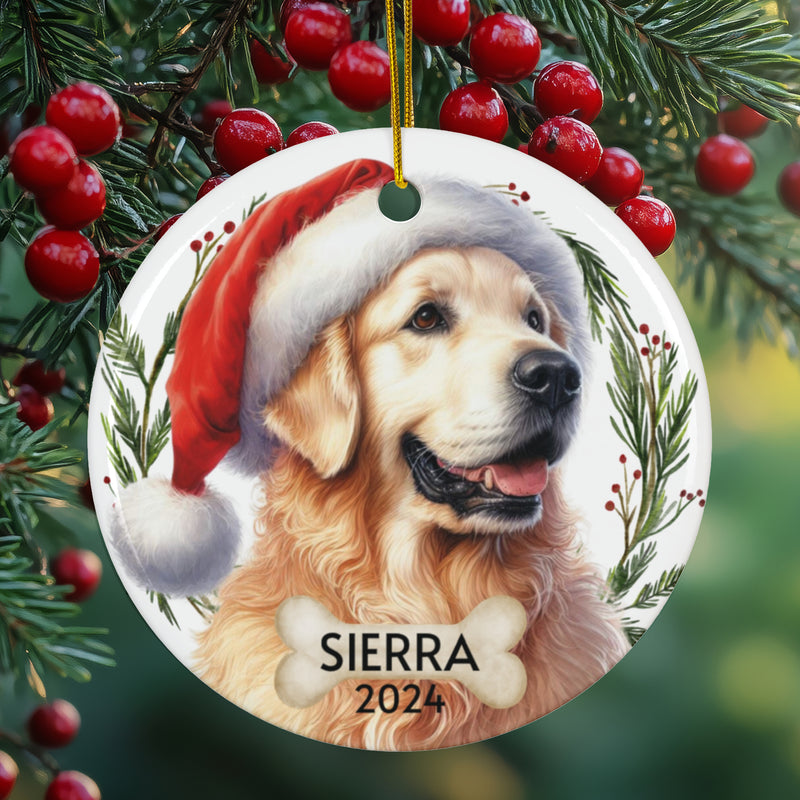 Personalized Golden Retriever Dog Christmas Ornament