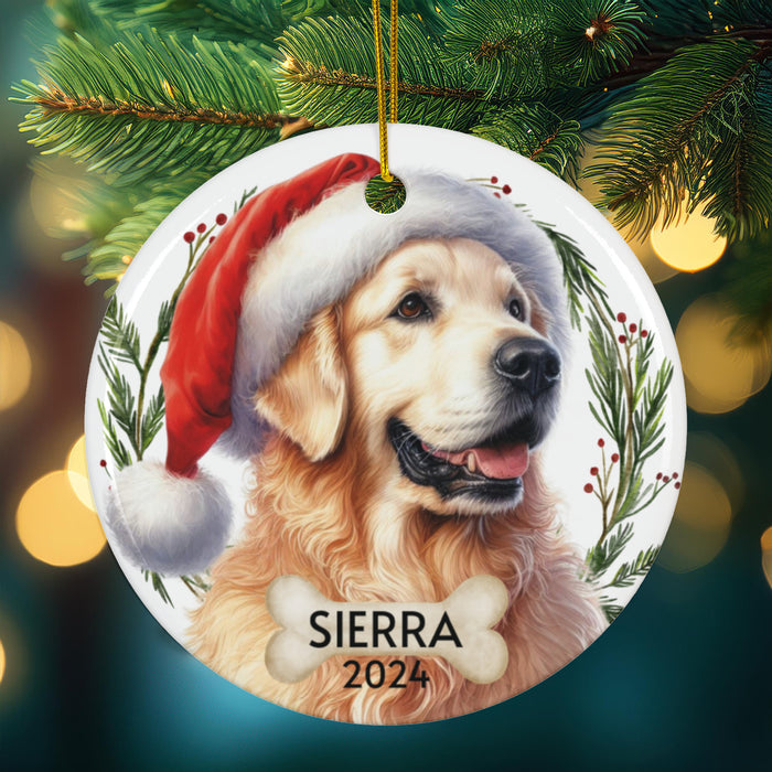 Personalized Golden Retriever Dog Christmas Ornament