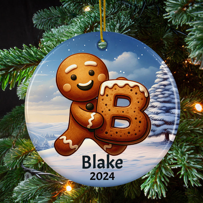 Personalized Name Initial B Kids Christmas Ornament