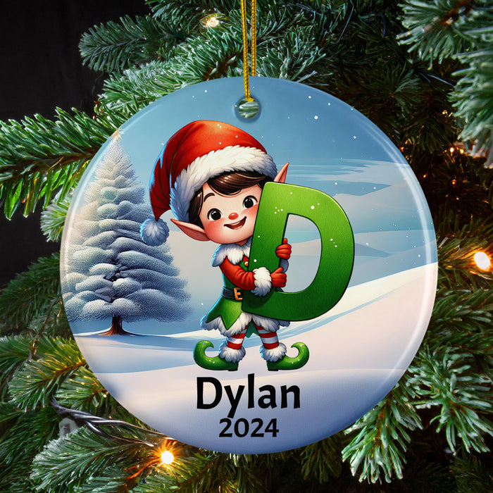 Personalized Name Initial D Kids Christmas Ornament