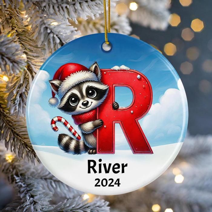 Personalized Name Initial R Kids Christmas Ornament