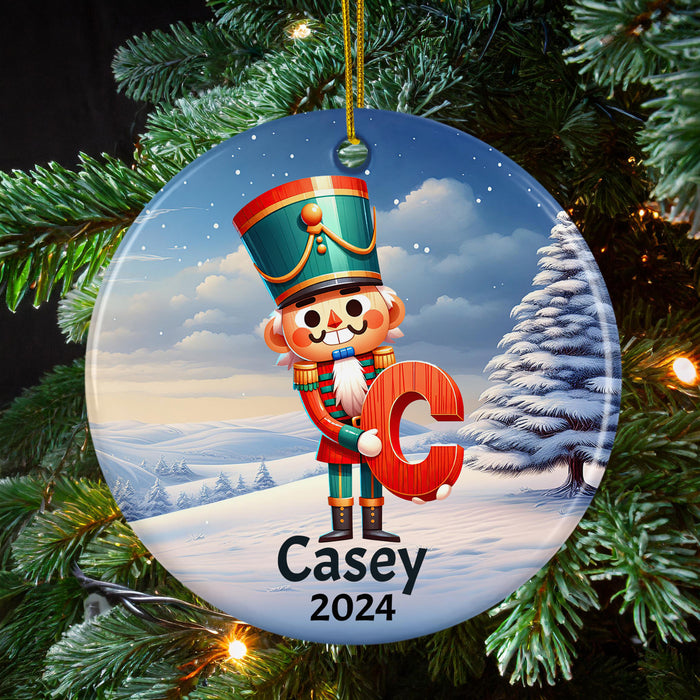 Personalized Name Initial C Kids Christmas Nutcracker Ornament