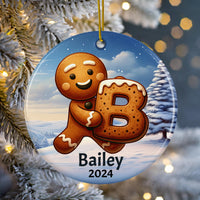 Personalized Name Initial B Kids Christmas Ornament