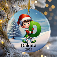 Personalized Name Initial D Kids Christmas Ornament