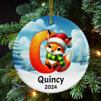 Personalized Name Initial Q Kids Christmas Ornament