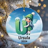 Personalized Name Initial U Kids Christmas Ornament