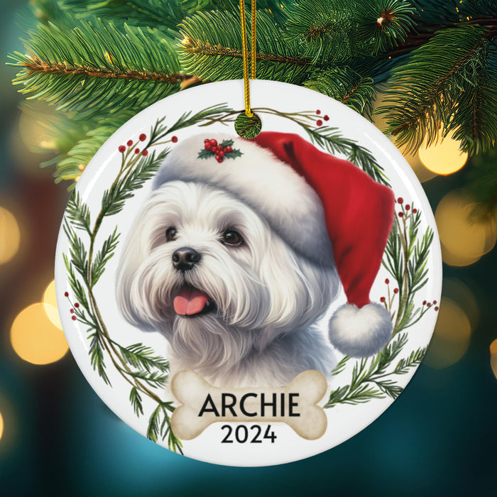 Personalized Maltese Dog Christmas Ornament