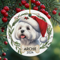 Personalized Maltese Dog Christmas Ornament