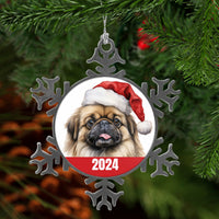 Pekingese 2024 Christmas Ornament Pewter Snowflake