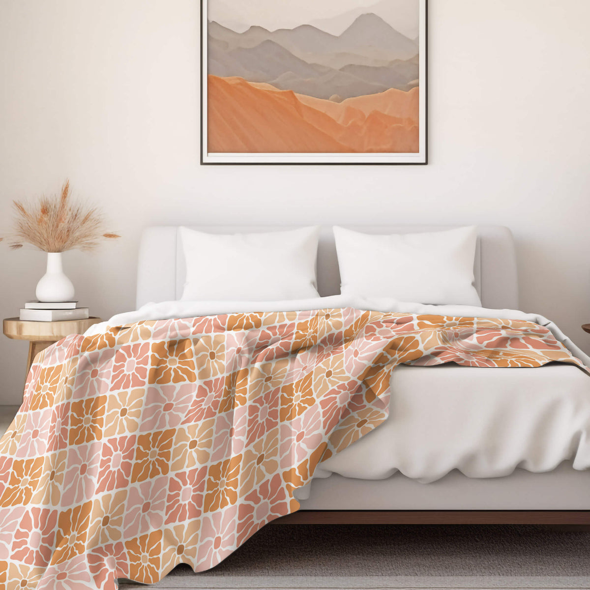 Sunset Bloom Retro Plush Blanket – Perfect for Vintage-Inspired Decor