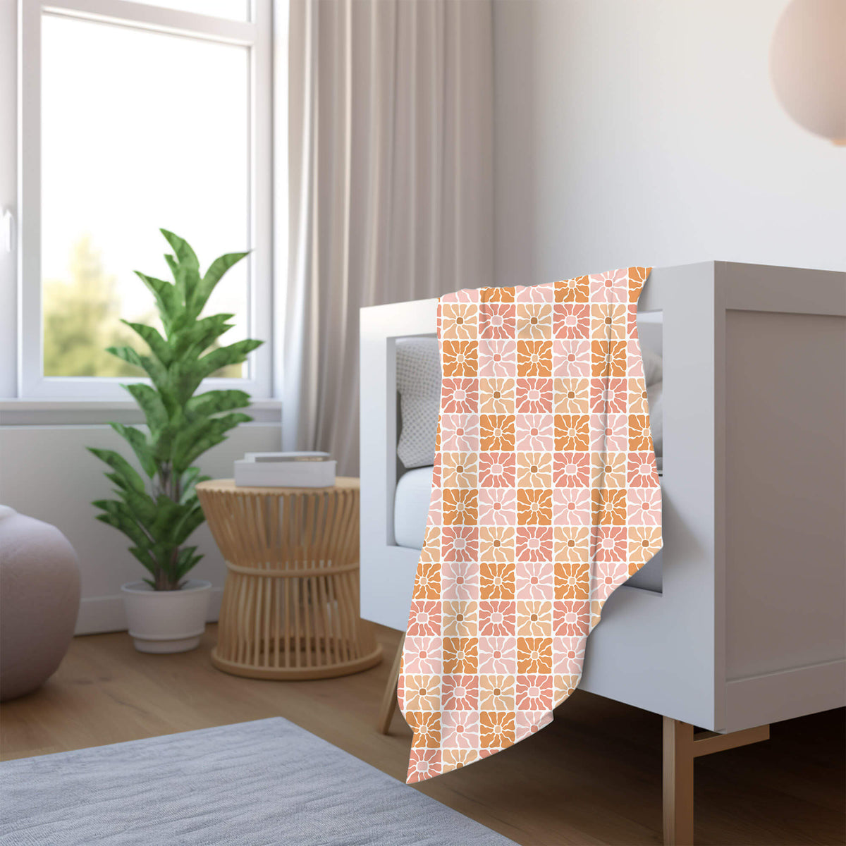 Sunset Bloom Retro Plush Blanket – Perfect for Vintage-Inspired Decor