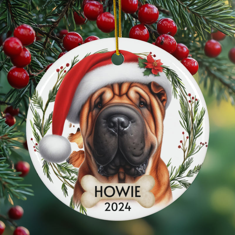 Personalized Shar Pei Dog Christmas Ornament