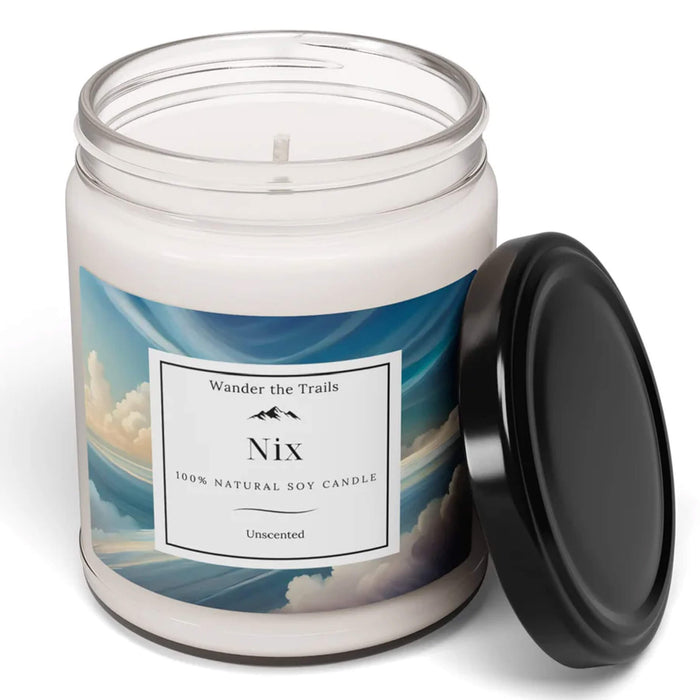 Nix candle in a reusable glass jar, offering pure, unscented tranquility