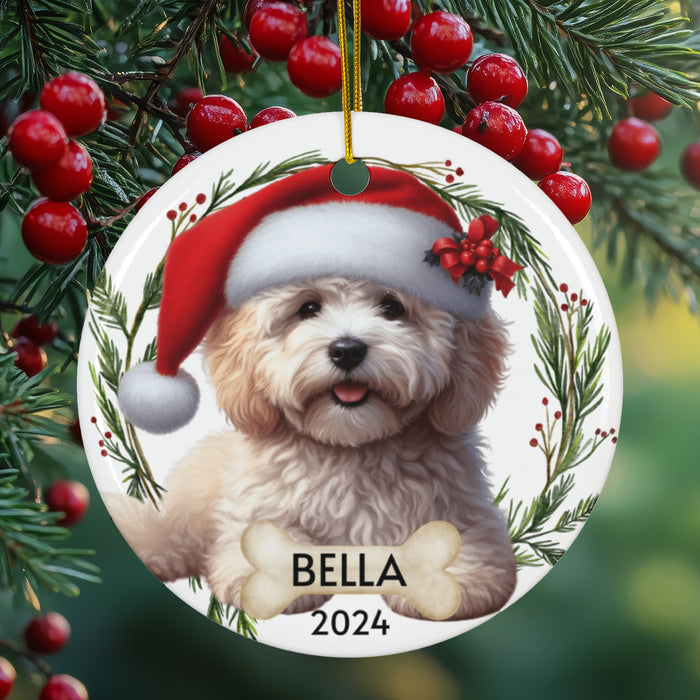 White Cavapoo Christmas Ornament