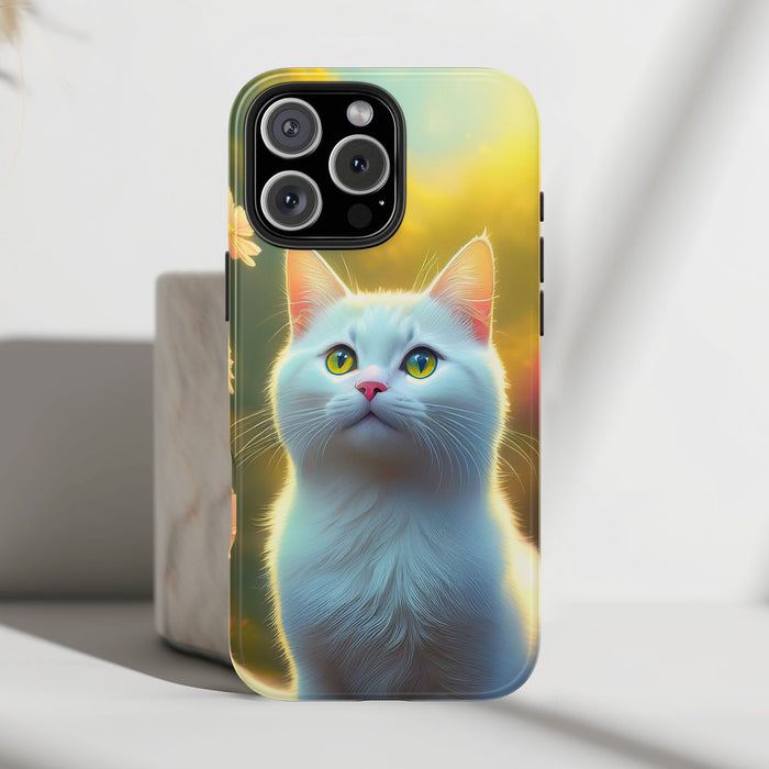 White Cat Phone Case for iPhone and Samsung