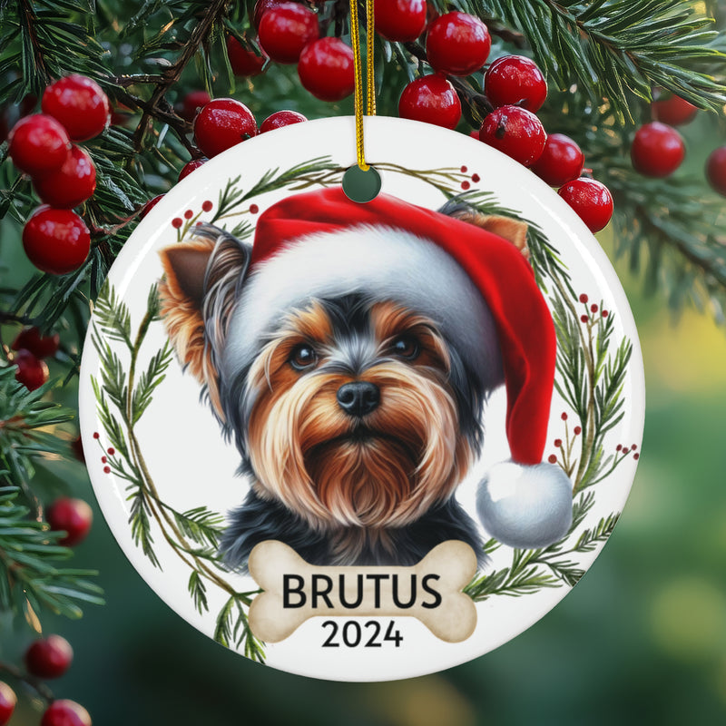 Personalized Yorkie Dog Christmas Ornament